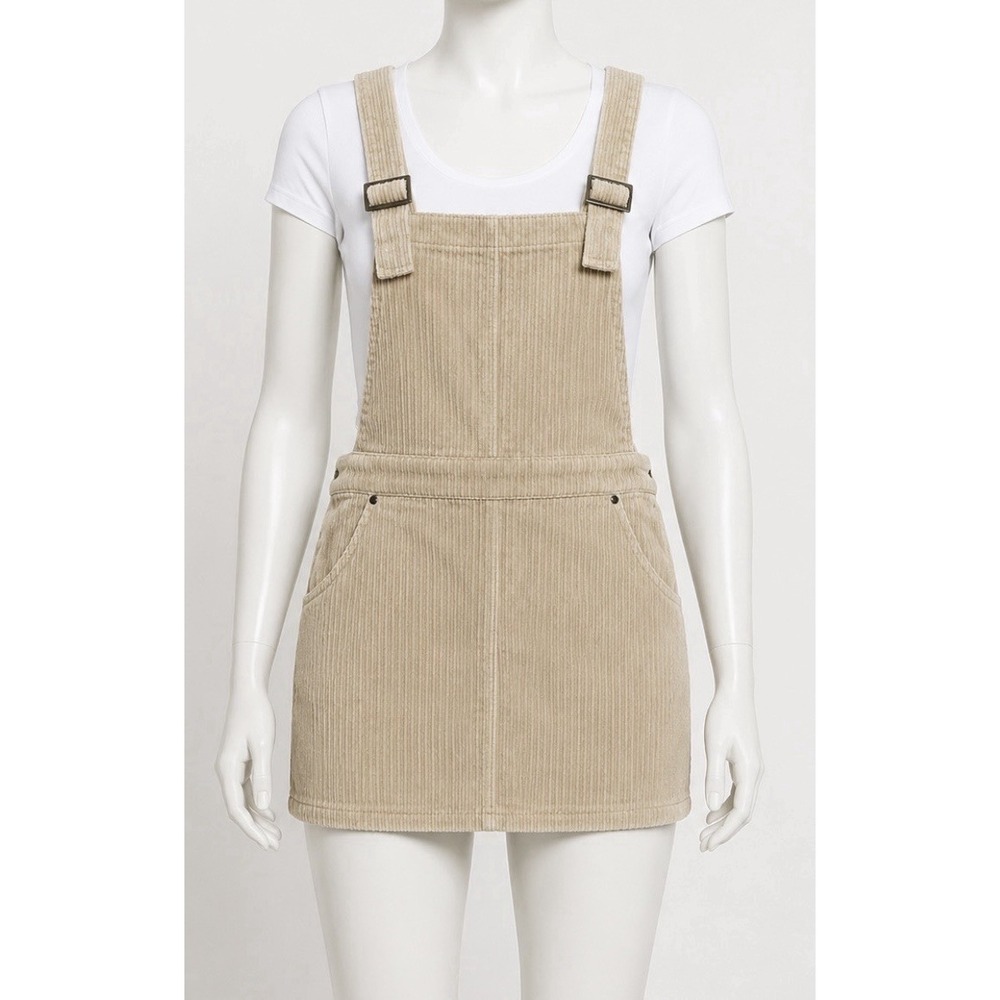 FOREVER 21 Women's Overall Dress Skirt Corduroy Size Small S Beige Cream Cute!